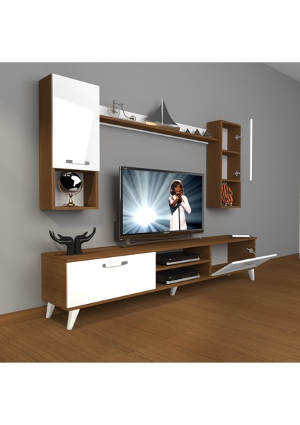 Eko 5da Slm DVD Retro Tv Ünitesi Tv Sehpası Ceviz Beyaz fiyatları