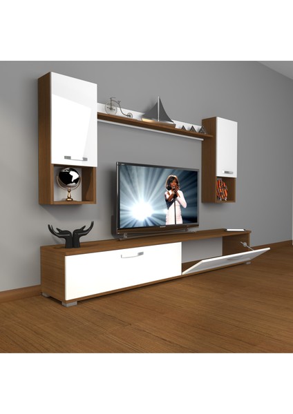 Eko 5da Slm Std Tv Ünitesi Tv Sehpası Ceviz Beyaz