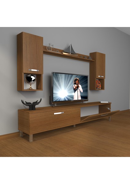 Eko 5da Slm Std Krom Ayaklı Tv Ünitesi Tv Sehpası Naturel Ceviz fiyatları