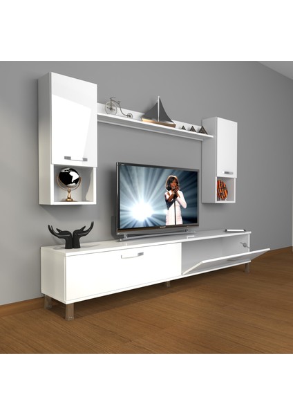 Eko 5da Slm Std Krom Ayaklı Tv Ünitesi Tv Sehpası Parlak Beyaz fiyatları