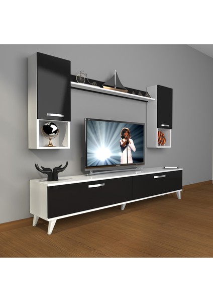 Eko 5da Slm Std Retro Tv Ünitesi Tv Sehpası Beyaz Siyah