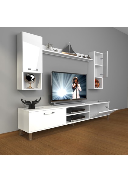 Eko 5da Mdf DVD Krom Ayaklı Tv Ünitesi Tv Sehpası Parlak Beyaz fiyatları