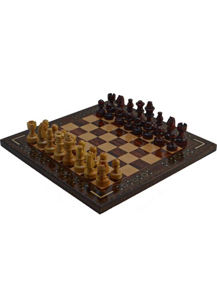 Gifthome Metal Satranç Takımı/seti; Küçük, Klasik, Şimşir Taş ve Gül Düz Masif Satranç Tahtası