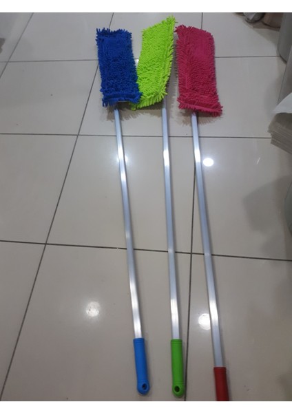 130 cm Aliminyum Profil Saplı 3 Farklı Renkte 60 cm Mikrofiber Mob Takımı