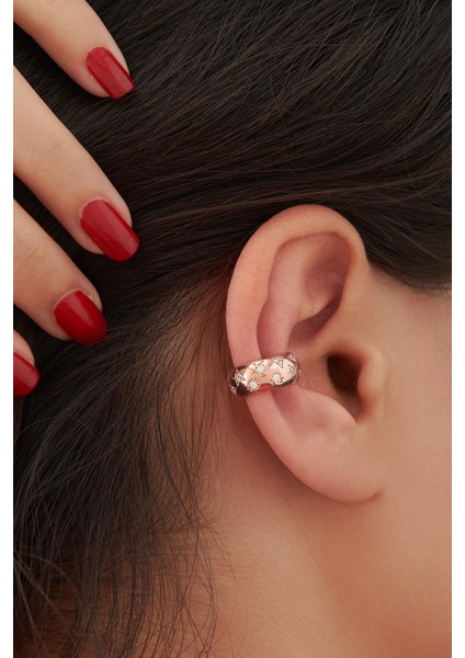 Gümüş Zirkon Taşlı Üçgen Yıldız Güneş Kare Kalp Desenli Halka Kıkırdak Küpe