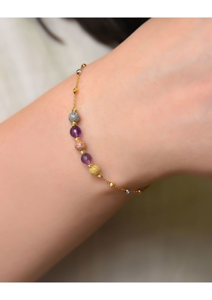 925 Ayar Gümüş Mor Taşlı Sim Dorika Kadın Bileklik fiyatları