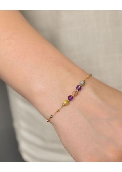 925 Ayar Gümüş Mor Taşlı Sim Dorika Kadın Bileklik modelleri