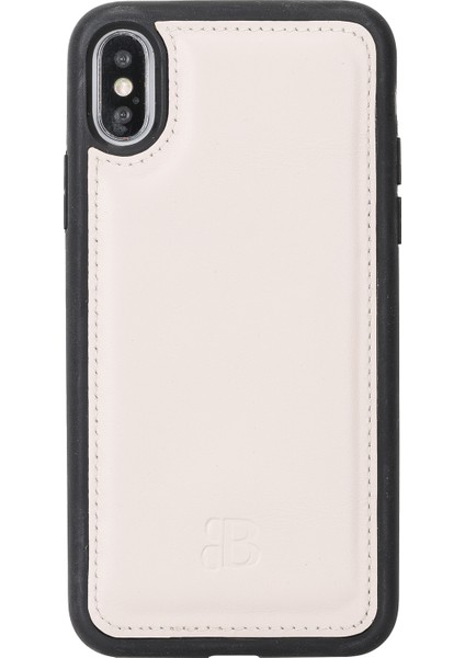 Apple iPhone x Açık Pembe Deri Arka Telefon Kılıfı