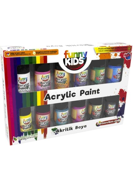 Akrilik Boya 20 ml x 12 Renk Tüp Set