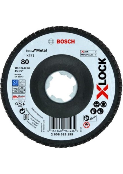 X-Lock 115 mm Zımpara 80 Kum 2.608.619.199