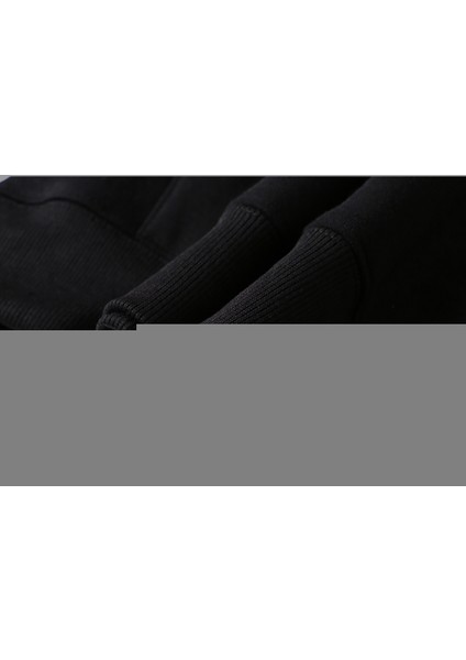 Türk Boyları Pecenek Baskılı Siyah Erkek Örme Kapşonlu Sweatshirt Uzun Kol