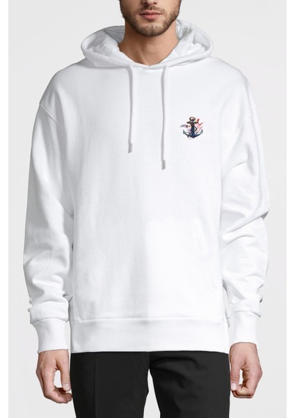 Siyah Çapa Çapa Suluboya Resim Dövme Baskılı Beyaz Erkek Örme Kapşonlu Sweatshirt Uzun Kol