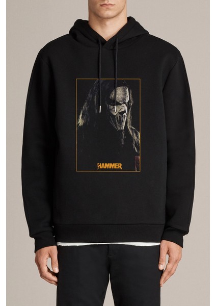 Slipknot Hammer Rock Metal Müzik Music Baskılı Siyah Erkek Örme Kapşonlu Sweatshirt Uzun Kol