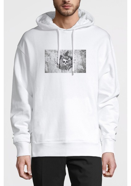 Lamb Of God Omerta Metal Rock Baskılı Beyaz Erkek Örme Kapşonlu Sweatshirt Uzun Kol