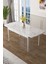 Concept Canisa Zen Serisi Mdf Açılabilir Beyaz Mermer Desenli Mutfak Masası Takımı+4 Füme Sandalye 2