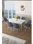 Concept Canisa Zen Serisi Mdf Açılabilir Beyaz Mermer Desenli Mutfak Masası Takımı+6 Füme Sandalye 1