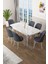 Concept Canisa Zen Serisi Mdf Açılabilir Beyaz Mermer Desenli Mutfak Masası Takımı+6 Füme Sandalye 2