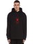 Red Spider Kırmızı Örümcek Baskılı Siyah Erkek Örme Kapşonlu Sweatshirt Uzun Kol 1