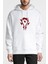 Horde Logo Baskılı Beyaz Erkek Örme Kapşonlu Sweatshirt Uzun Kol 1