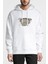 LED Zeppelin Baskılı Beyaz Erkek Örme Kapşonlu Sweatshirt Uzun Kol 1