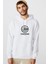 Capsule Corp Baskılı Beyaz Erkek Örme Kapşonlu Sweatshirt Uzun Kol 1
