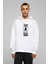 I'm Hungry Baskılı Beyaz Erkek Örme Kapşonlu Sweatshirt Uzun Kol 1