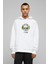 Panda I Love Music Baskılı Beyaz Erkek Örme Kapşonlu Sweatshirt Uzun Kol 1