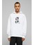 Franz Kafka Baskılı Beyaz Erkek Örme Kapşonlu Sweatshirt Uzun Kol 1