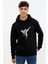 Silhouette Taekwondo Baskılı Siyah Erkek Örme Kapşonlu Sweatshirt Uzun Kol 1