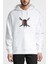 Pirates Of Caribbean Kurukafa Cpt Sparrow Baskılı Beyaz Erkek Örme Kapşonlu Sweatshirt Uzun Kol 1