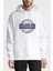 Pi Purble Logo Baskılı Beyaz Erkek Örme Kapşonlu Sweatshirt Uzun Kol 1