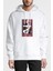 Moonbyul Baskılı Beyaz Erkek Örme Kapşonlu Sweatshirt Uzun Kol 1