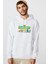 Susam Sokağı Baskılı Beyaz Erkek Örme Kapşonlu Sweatshirt Uzun Kol 1