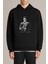 Dare Baskılı Siyah Erkek Örme Kapşonlu Sweatshirt Uzun Kol 1