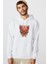 Kanatları Illüstrasyon ile Üç Kafatası Abziehtattoo Baskılı Beyaz Erkek Örme Kapşonlu Sweatshirt Uzu 1