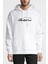 Araba Supra Logo Baskılı Beyaz Erkek Örme Kapşonlu Sweatshirt Uzun Kol 1
