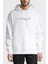 Halo Infinite Logo Baskılı Beyaz Erkek Örme Kapşonlu Sweatshirt Uzun Kol 1