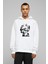 Silhouette Human Brain Engineering Baskılı Beyaz Erkek Örme Kapşonlu Sweatshirt Uzun Kol 1