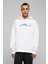 Kalbim Fotoğrafla Atıyor Baskılı Beyaz Erkek Örme Kapşonlu Sweatshirt Uzun Kol 1