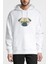 Polygonal Head Dog Köpek Baskılı Beyaz Erkek Örme Kapşonlu Sweatshirt Uzun Kol 1