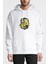 Hufflepuff Baskılı Beyaz Erkek Örme Kapşonlu Sweatshirt Uzun Kol 1