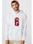 Rainbow Six 6 Baskılı Beyaz Erkek Örme Kapşonlu Sweatshirt Uzun Kol 1