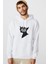 Stranger Things Baskılı Beyaz Erkek Örme Kapşonlu Sweatshirt Uzun Kol 1