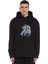 Astronot Dünyadan Uzaya Yolculuk Baskılı Siyah Erkek Örme Kapşonlu Sweatshirt Uzun Kol 1