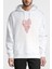 Charles Bukowski Heart Your Life Is Baskılı Beyaz Erkek Örme Kapşonlu Sweatshirt Uzun Kol 1
