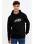 S 2000 Baskılı Siyah Erkek Örme Kapşonlu Sweatshirt Uzun Kol 1