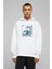 Müslüm Baba Birde Benden Dinleyin Baskılı Beyaz Erkek Örme Kapşonlu Sweatshirt Uzun Kol 1