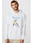 Rick And Morty Eyes Baskılı Beyaz Erkek Örme Kapşonlu Sweatshirt Uzun Kol 1