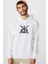 H P The Deathly Baskılı Beyaz Erkek Örme Kapşonlu Sweatshirt Uzun Kol 1
