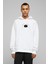 Satürn Of Space Baskılı Beyaz Erkek Örme Kapşonlu Sweatshirt Uzun Kol 1